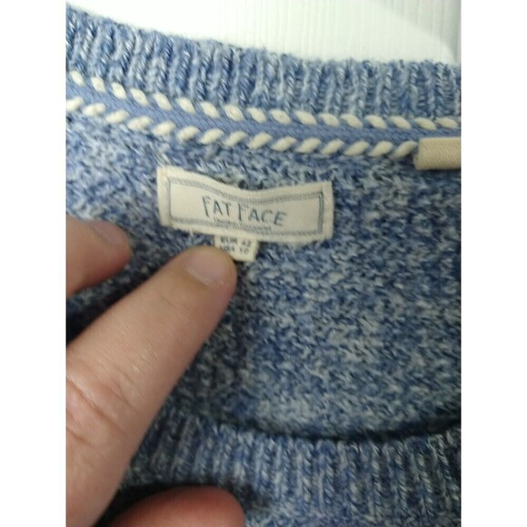 Fat Face Blue Heather Crew Neck Pullover Sweater. Size 10 - Picture 4 of 10